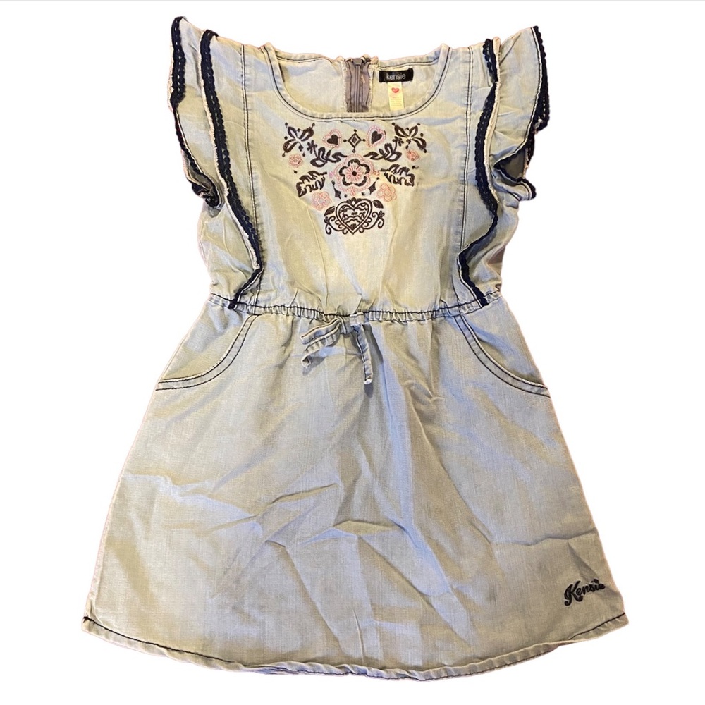 Kensie Embroidered Denim Dress